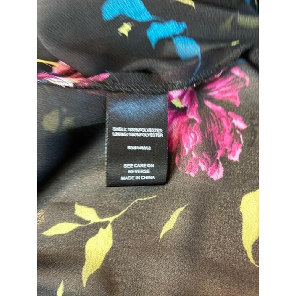 Torrid Black Floral Midi Dress Sz 4 (4XL) Tiered Chiffon Boho Flutter Sleeve - Picture 12 of 12